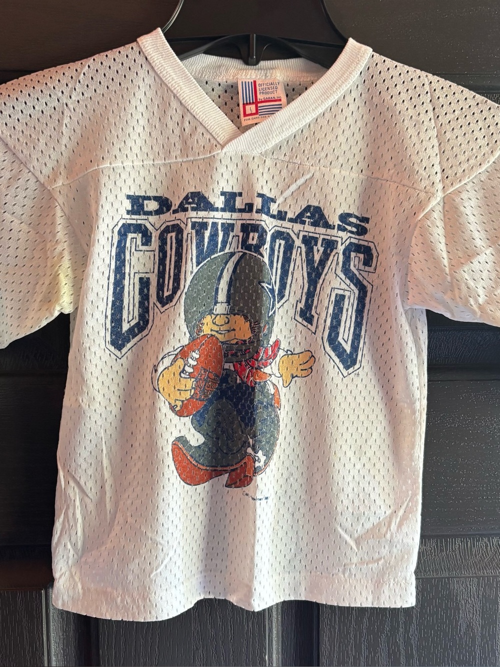 Dallas Cowboys Kids Huddles Mascot White Mesh Graphic Tee